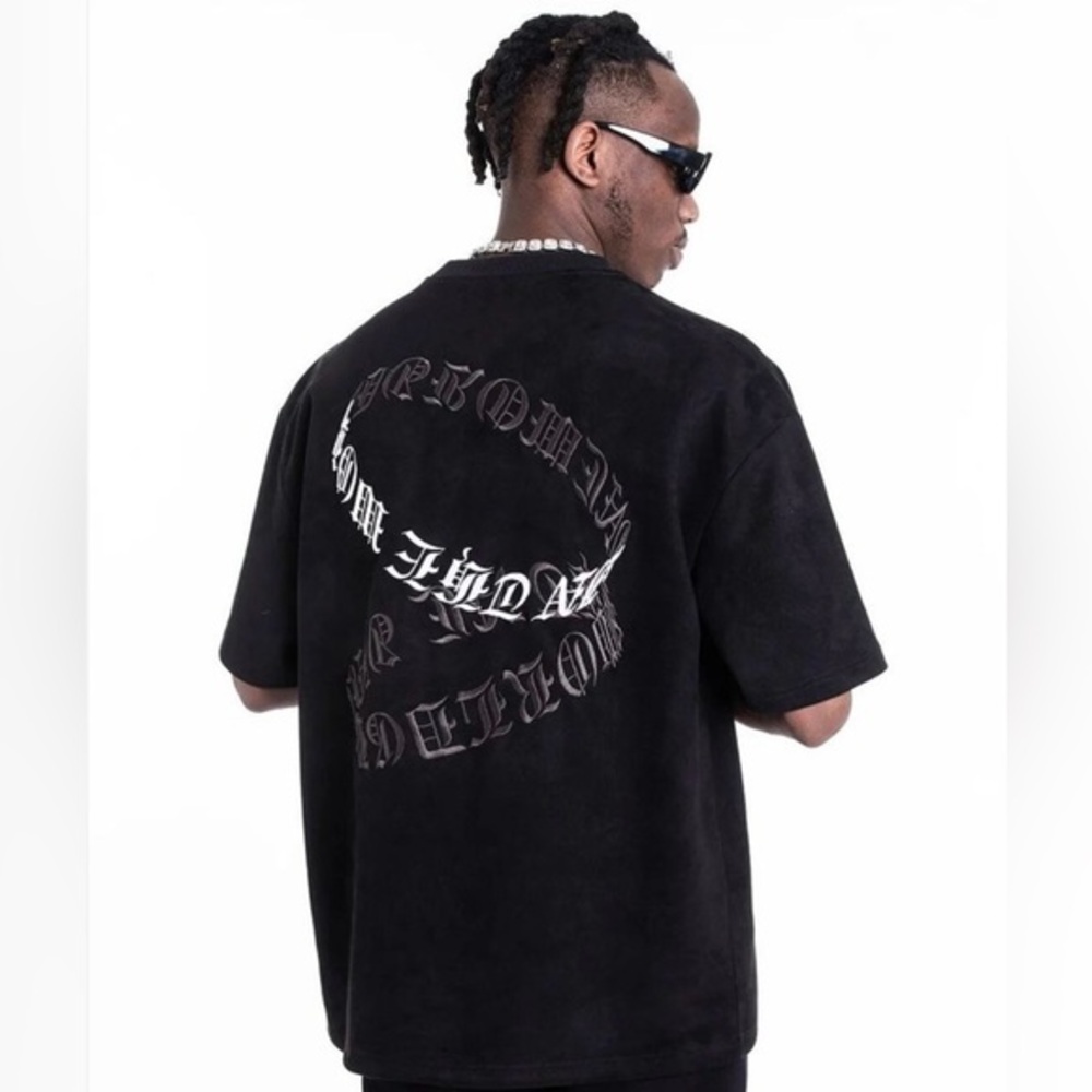 Mt99 UncleDonJM "GROWING" Embroidered‎ Suede Oversized T-shirt. Size M